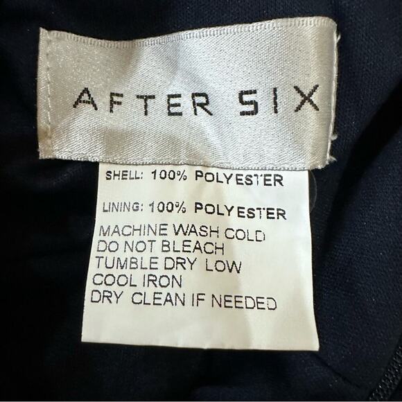 After Six Stretch Charmeuse Halter Draped Midi Dress Midnight Navy Blue Size 8 - Picture 12 of 15